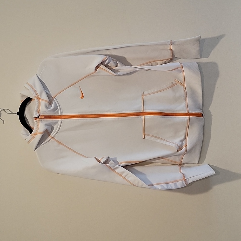 Nike women's therma fit hoodie white and orange size medium zip up